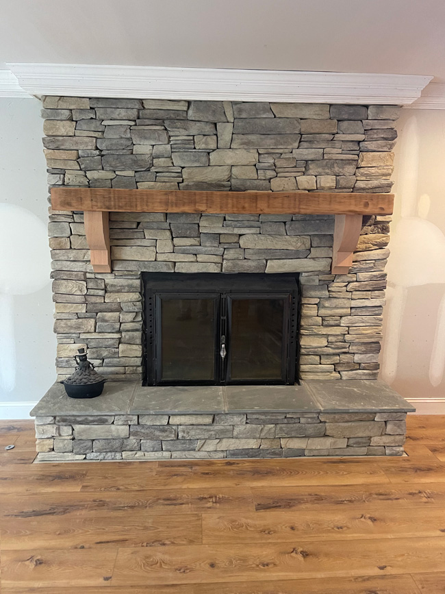 Painted Brick Fireplace Redesign Before