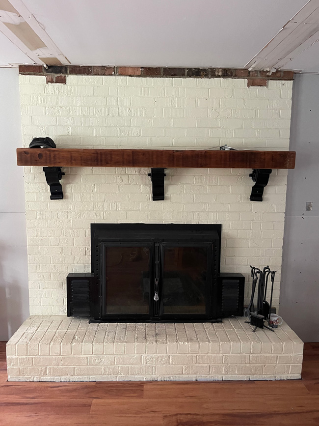 Painted Brick Fireplace Redesign Before